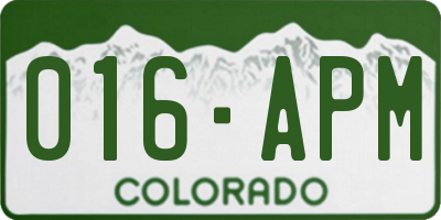 CO license plate 016APM