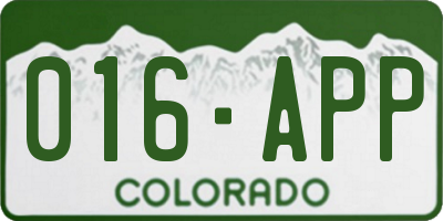 CO license plate 016APP