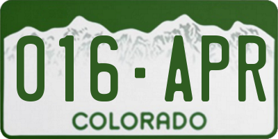CO license plate 016APR