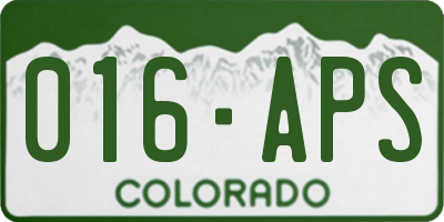 CO license plate 016APS