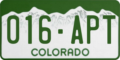 CO license plate 016APT