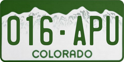 CO license plate 016APU