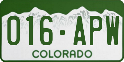 CO license plate 016APW