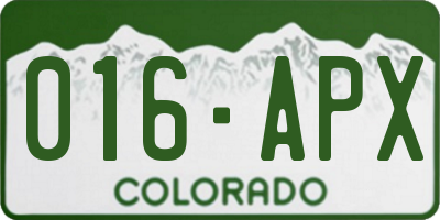 CO license plate 016APX