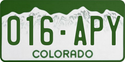 CO license plate 016APY