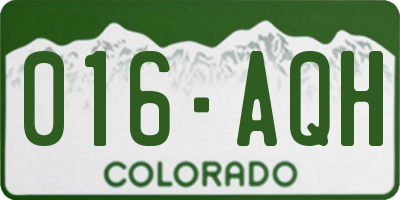 CO license plate 016AQH