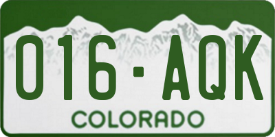 CO license plate 016AQK