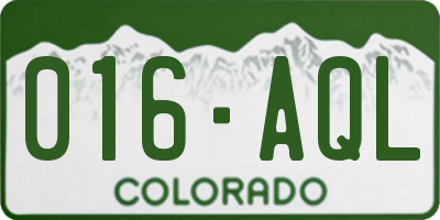 CO license plate 016AQL