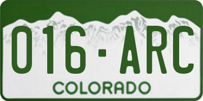 CO license plate 016ARC