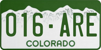 CO license plate 016ARE