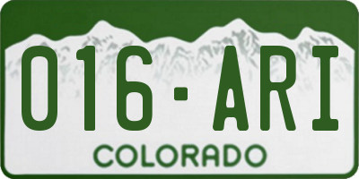 CO license plate 016ARI