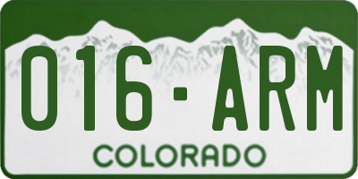 CO license plate 016ARM