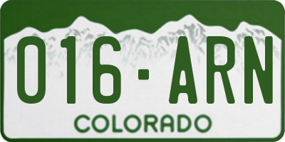 CO license plate 016ARN