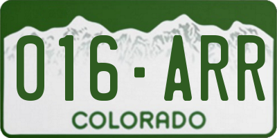 CO license plate 016ARR