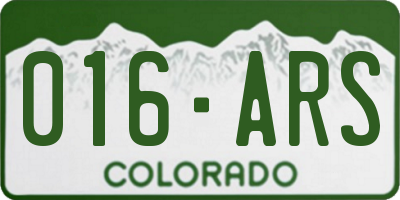 CO license plate 016ARS