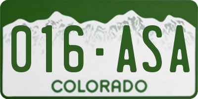 CO license plate 016ASA