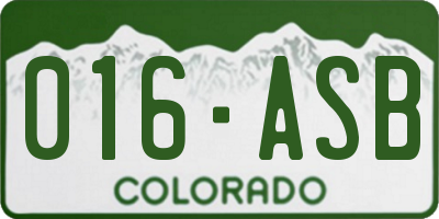 CO license plate 016ASB