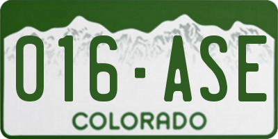 CO license plate 016ASE