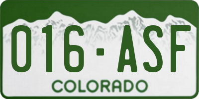 CO license plate 016ASF