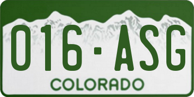 CO license plate 016ASG