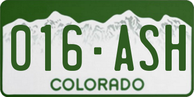 CO license plate 016ASH
