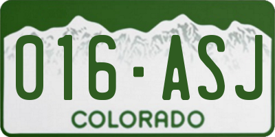 CO license plate 016ASJ