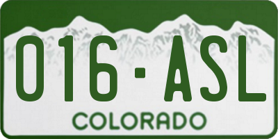 CO license plate 016ASL