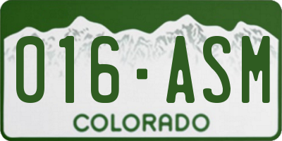 CO license plate 016ASM