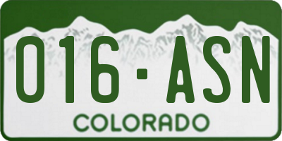 CO license plate 016ASN