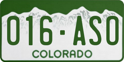 CO license plate 016ASO