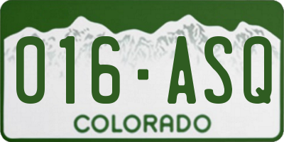 CO license plate 016ASQ