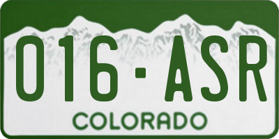 CO license plate 016ASR
