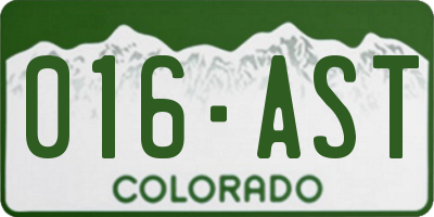 CO license plate 016AST