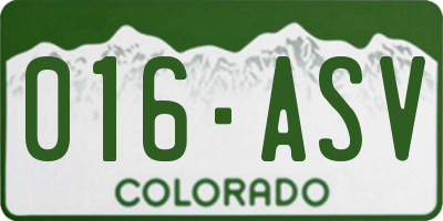 CO license plate 016ASV