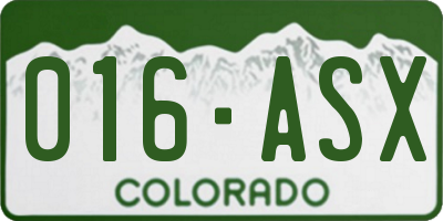 CO license plate 016ASX