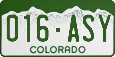 CO license plate 016ASY