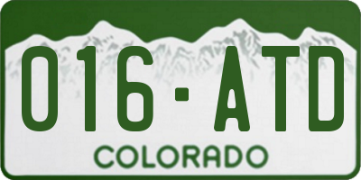 CO license plate 016ATD