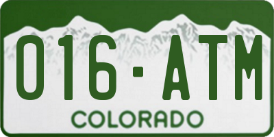 CO license plate 016ATM