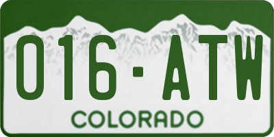 CO license plate 016ATW