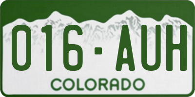 CO license plate 016AUH