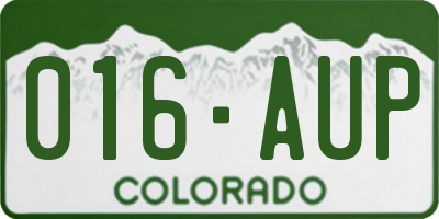 CO license plate 016AUP