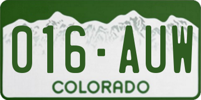 CO license plate 016AUW