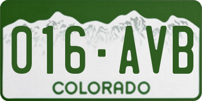 CO license plate 016AVB