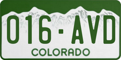 CO license plate 016AVD