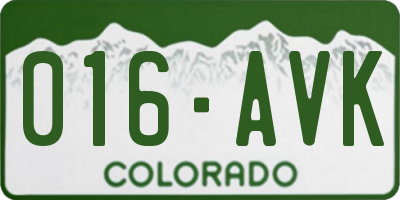 CO license plate 016AVK