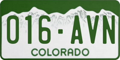 CO license plate 016AVN