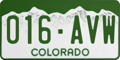 CO license plate 016AVW
