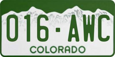 CO license plate 016AWC