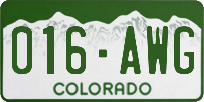 CO license plate 016AWG