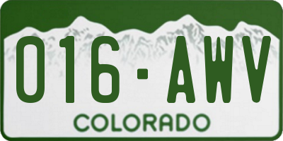 CO license plate 016AWV